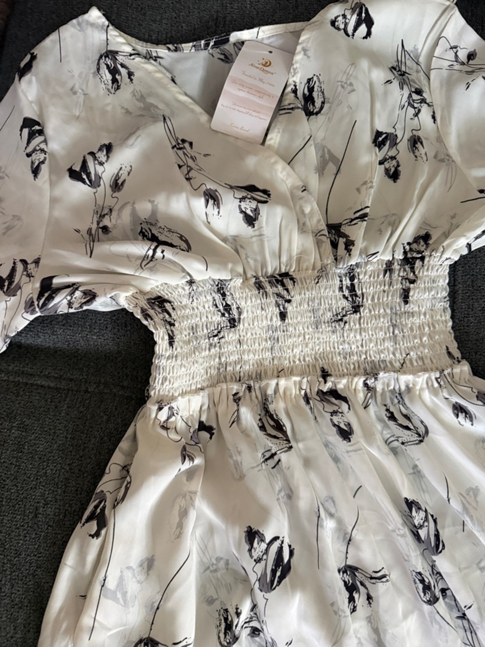 Forever New White Floral Smocked-Waist Dress - Picture 2 of 7